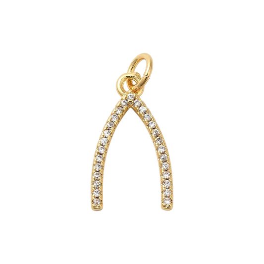 wishbone charm rhinestones