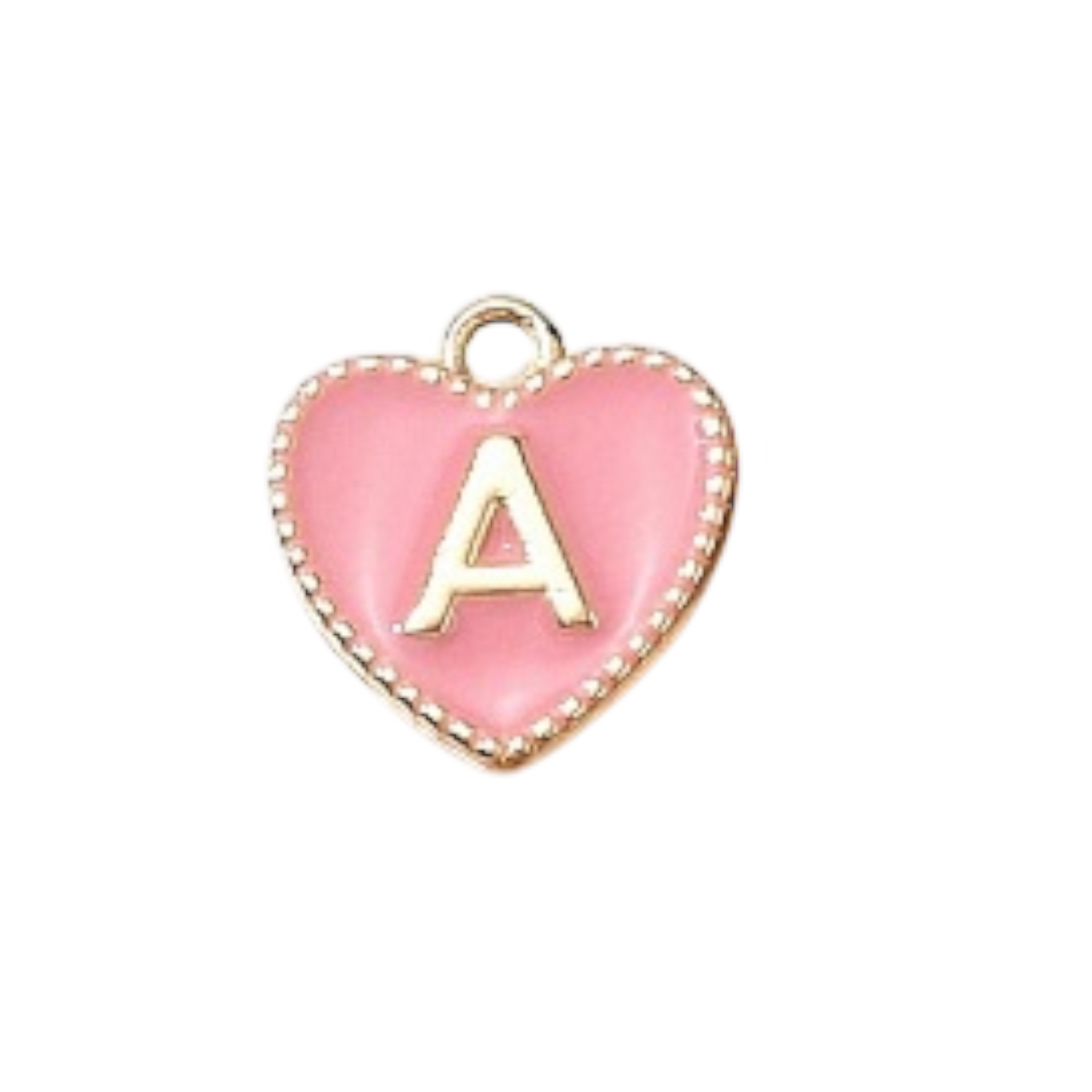 pink letter initial heart charm
