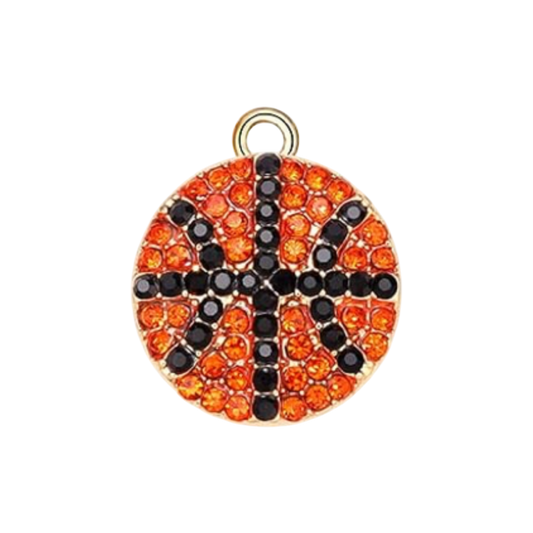 orange basketball rhinestone charm
