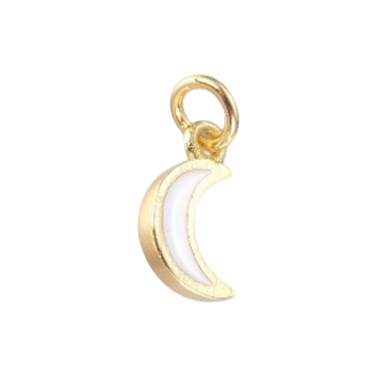 gold and white mini moon charm
