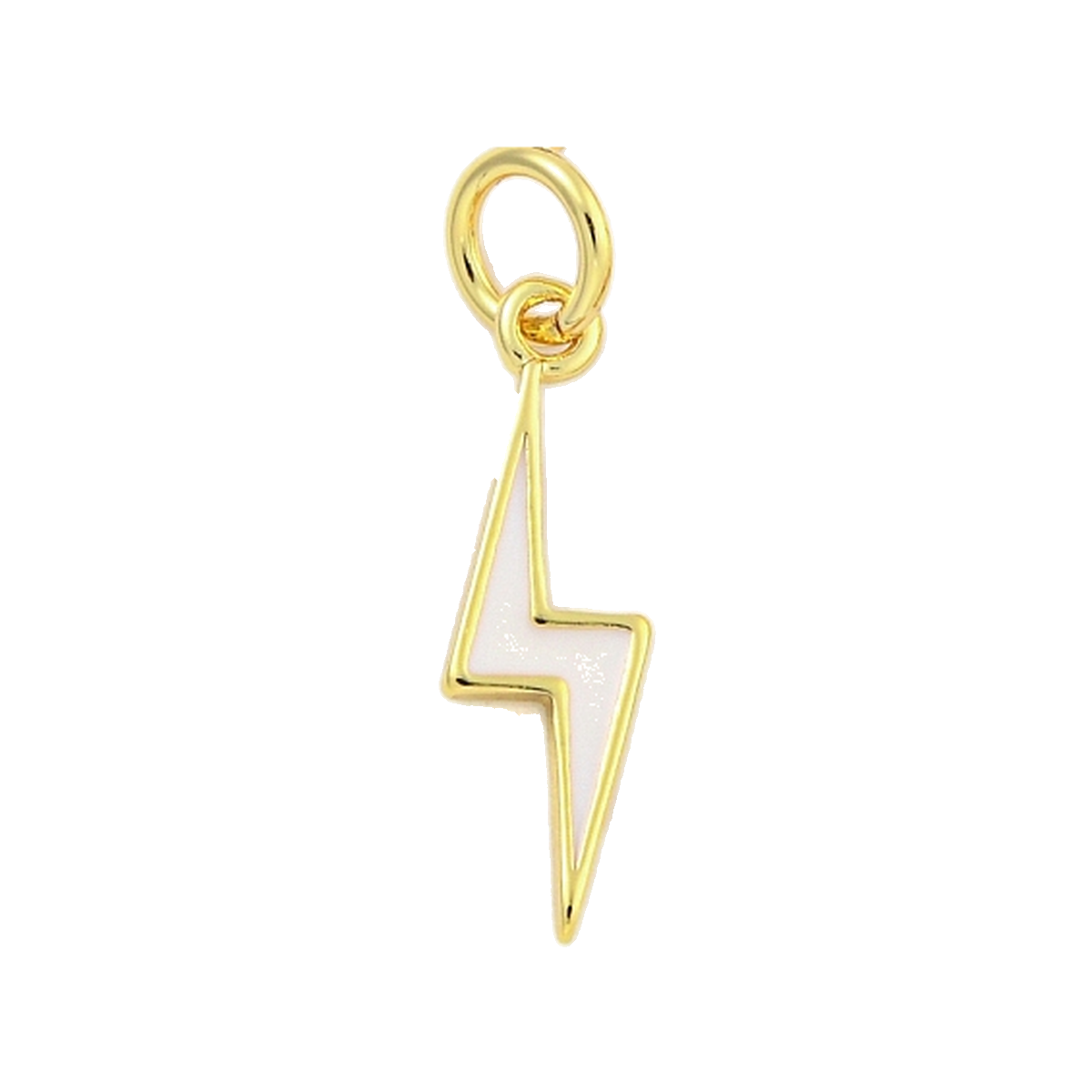 gold enamel lightning bolt charm (white)