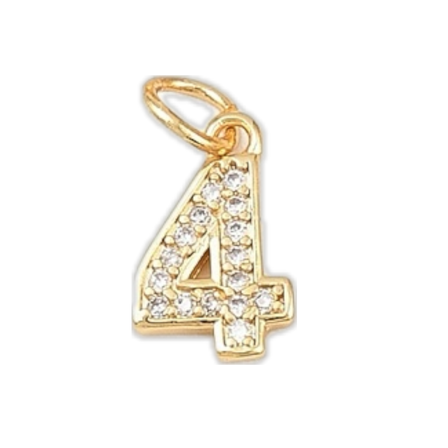 gold rhinestone number charm