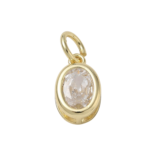 oval bezel cz charm