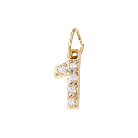 gold rhinestone number charm
