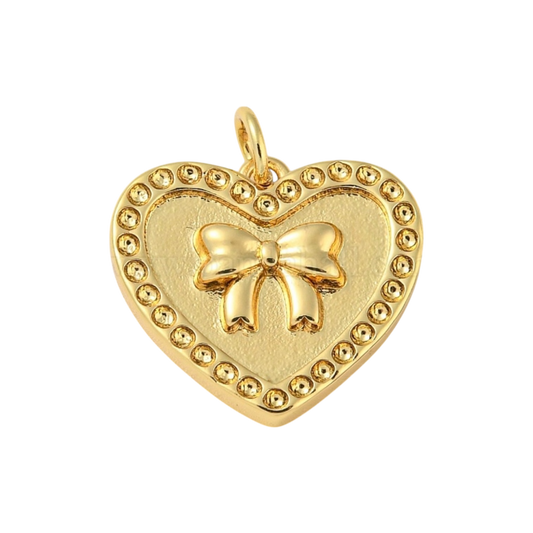 bow heart charm (gold)