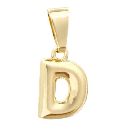 gold puffy letter charm