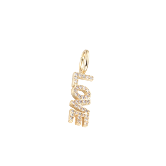 love charm gold rhinestone