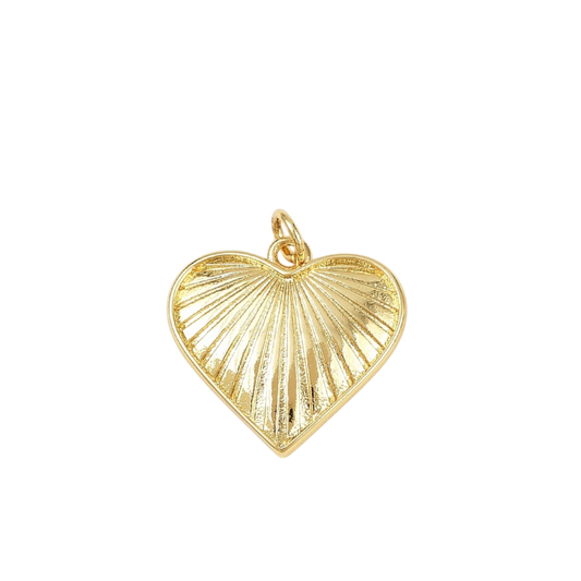 gold heart with lines charm