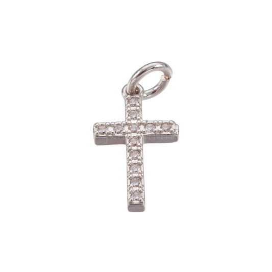 silver rhinestone cross charm