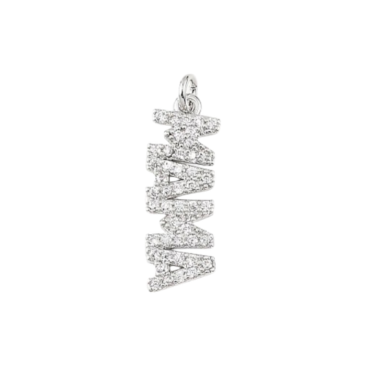 silver mama (rhinestone) charm