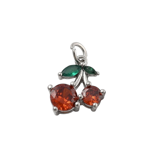 silver red cherry charm