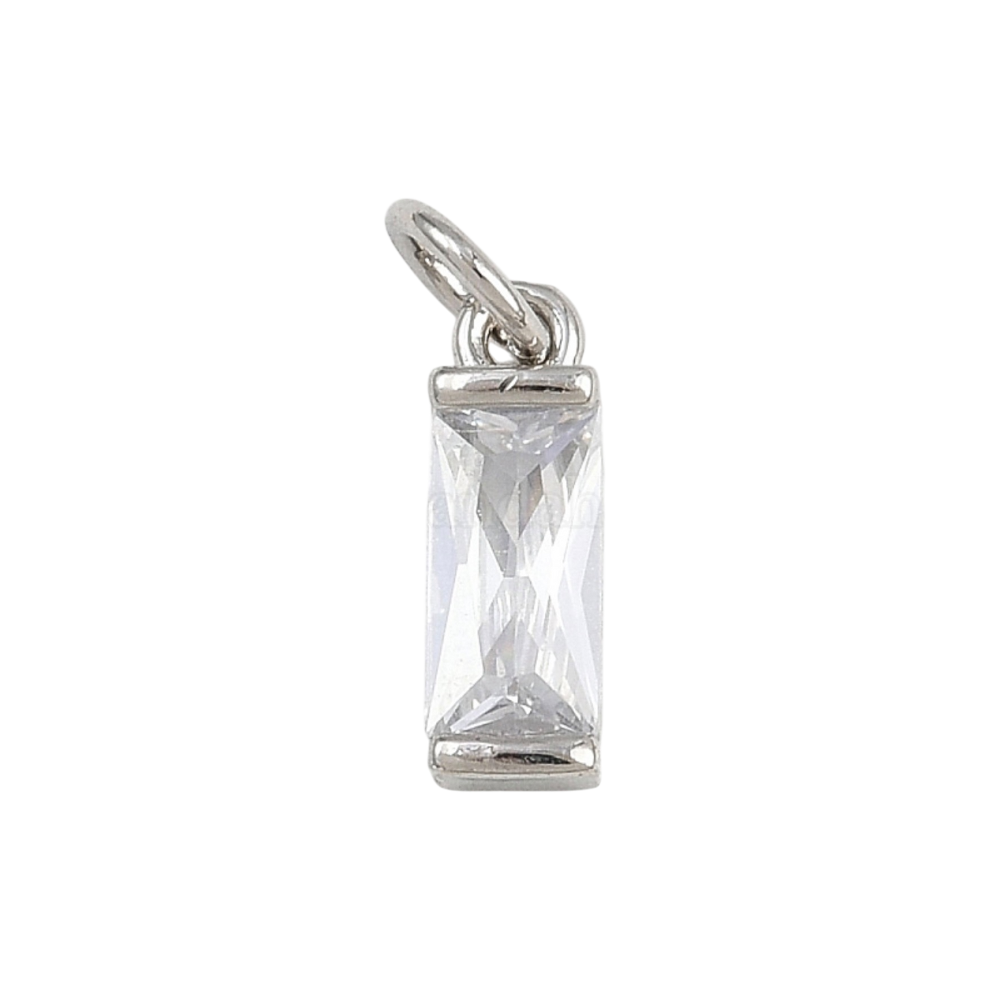 silver rectangle cz pendant charm