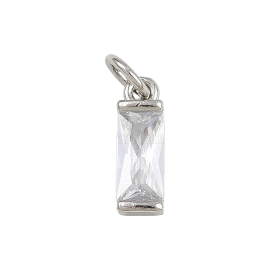 silver rectangle cz pendant charm