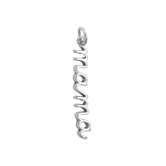 silver mama (cursive) charm