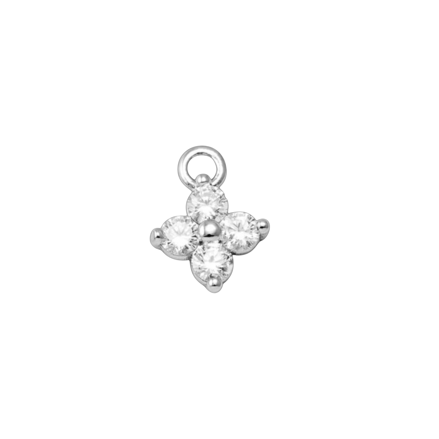 silver rhinestone clover charm