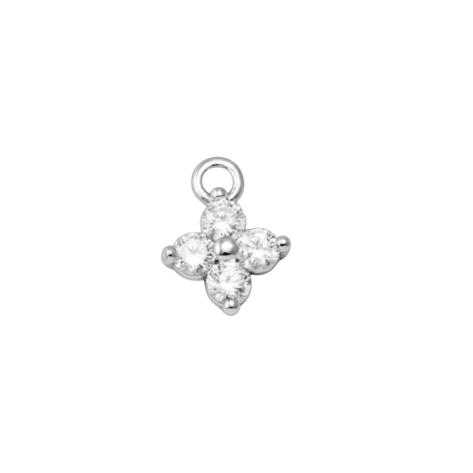 silver rhinestone clover charm