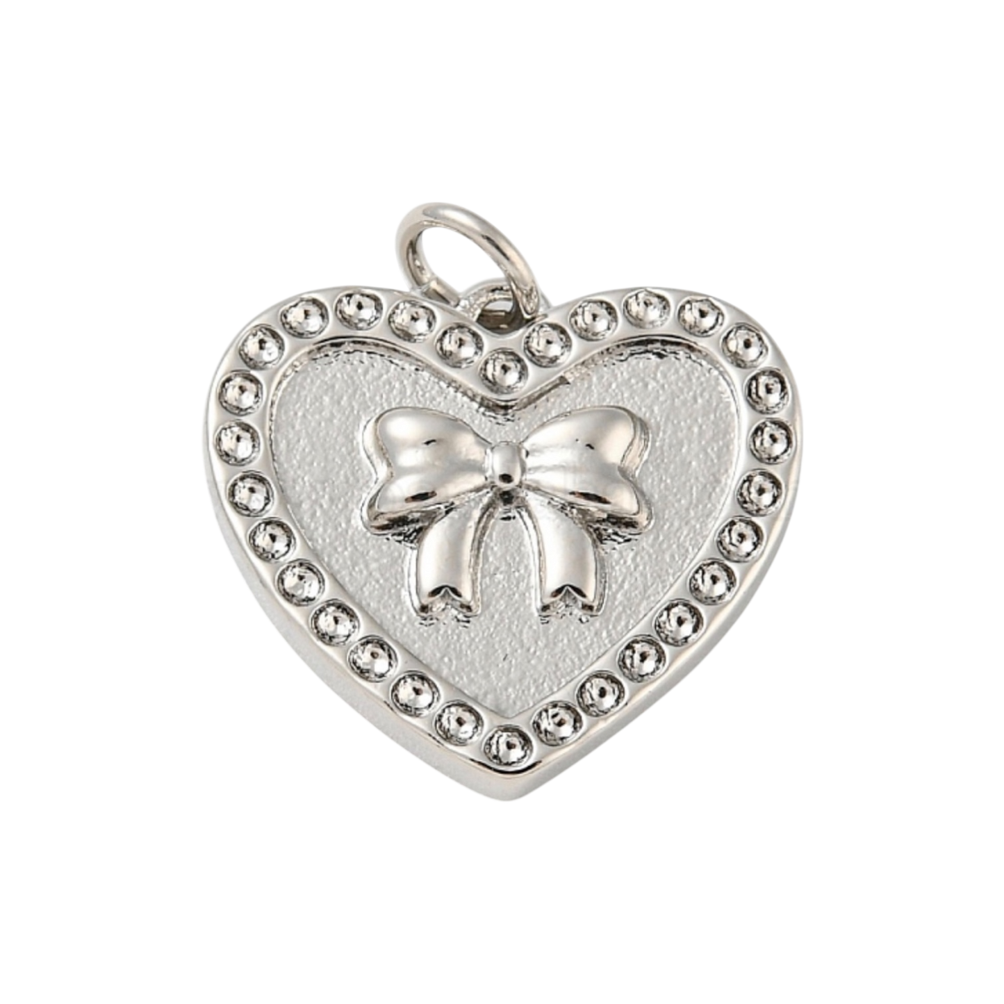 silver heart bow charm
