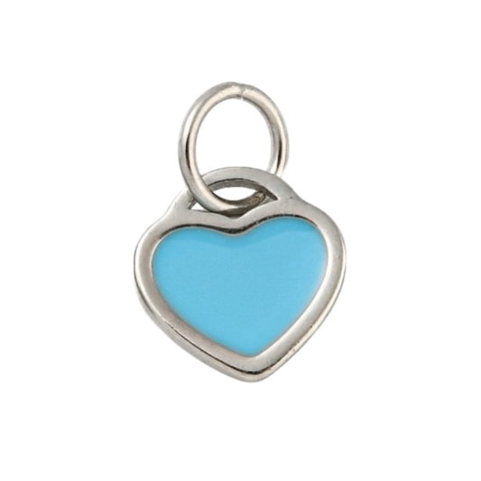 silver heart charm (blue)
