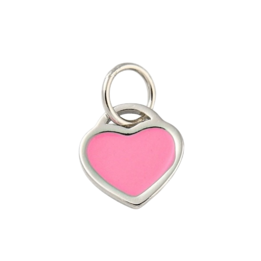 silver heart charm (pink)
