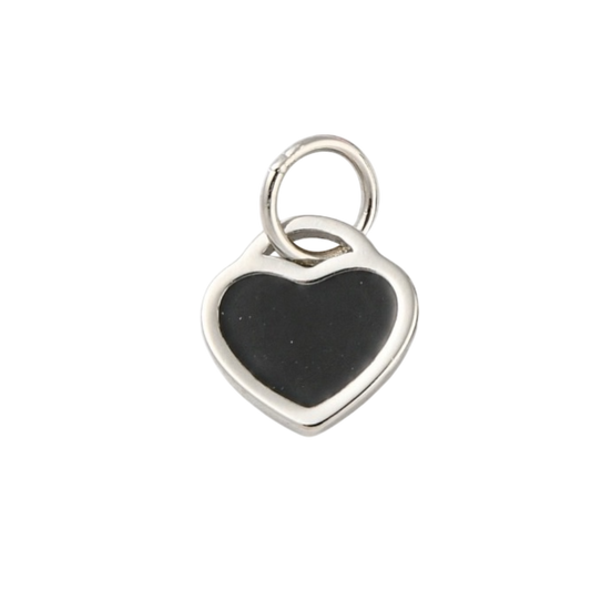 silver heart charm (black)