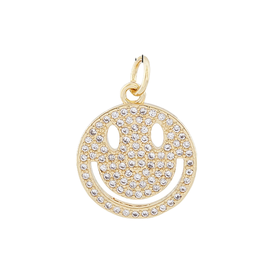 gold rhinestone smiley face charm