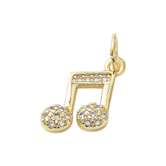gold music note rhinestone charm