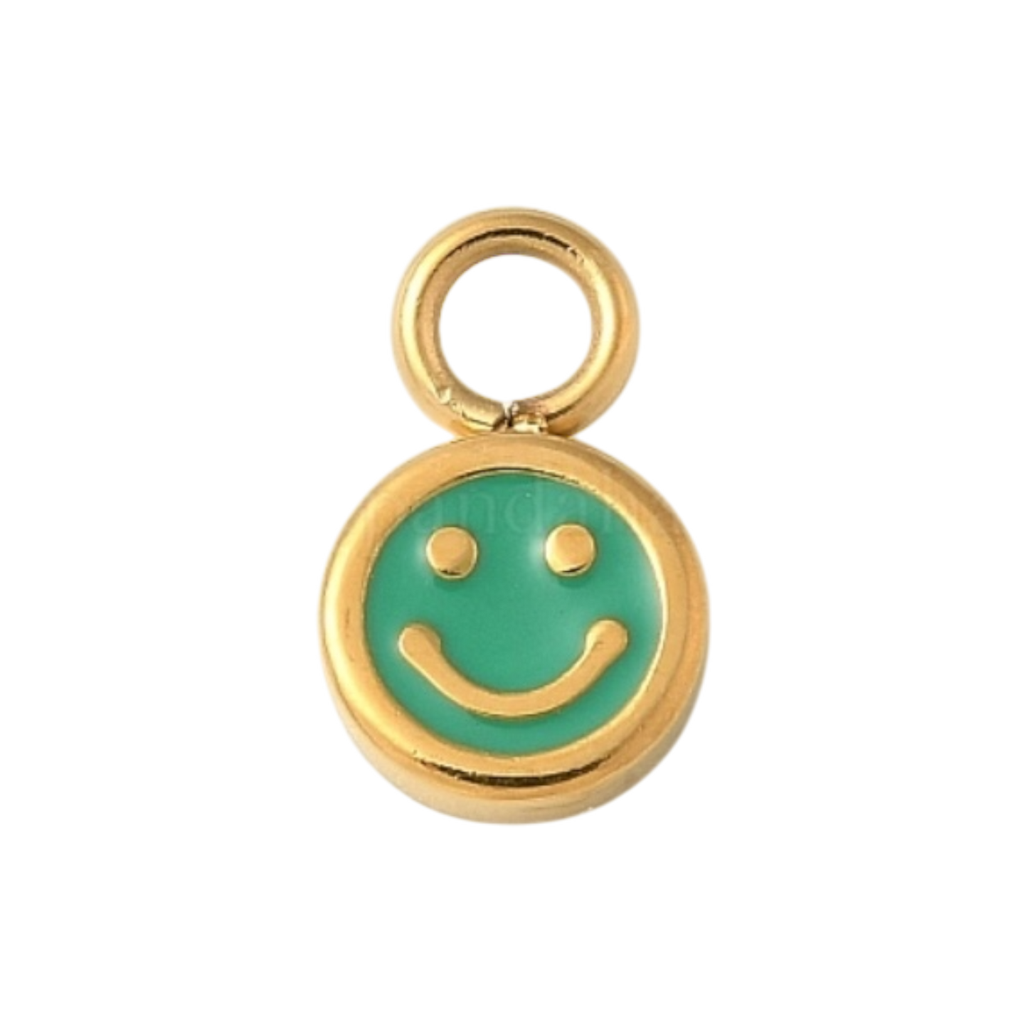 gold and green smiley face charm