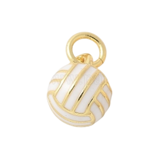 gold and white volleyball charm