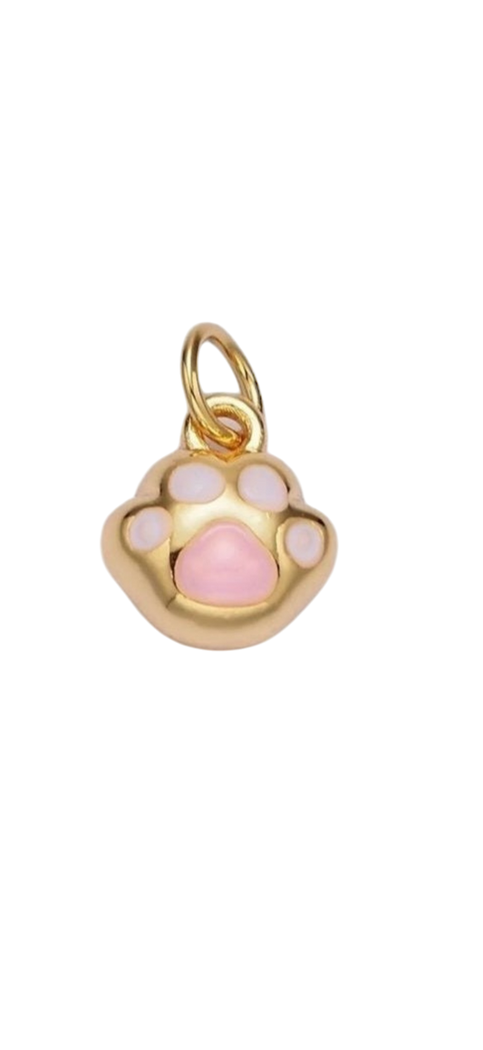 pink and gold paw charm