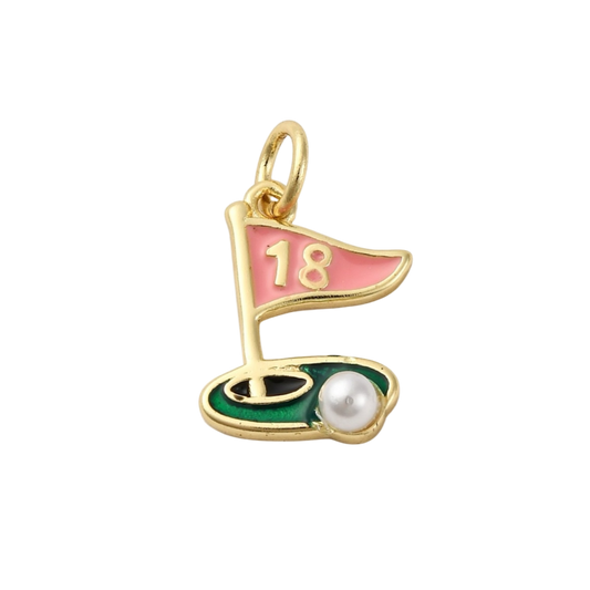 gold and pink golf charm
