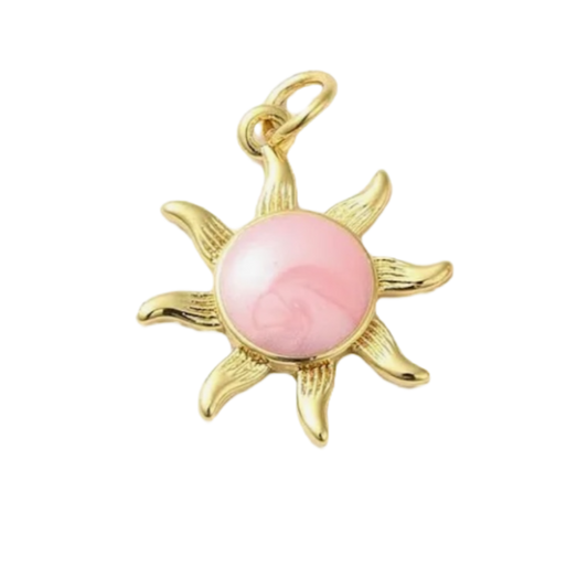 gold and pink sun charm
