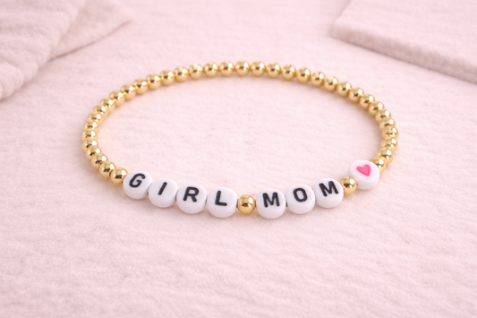 girl mom beaded bracelet (white & black)