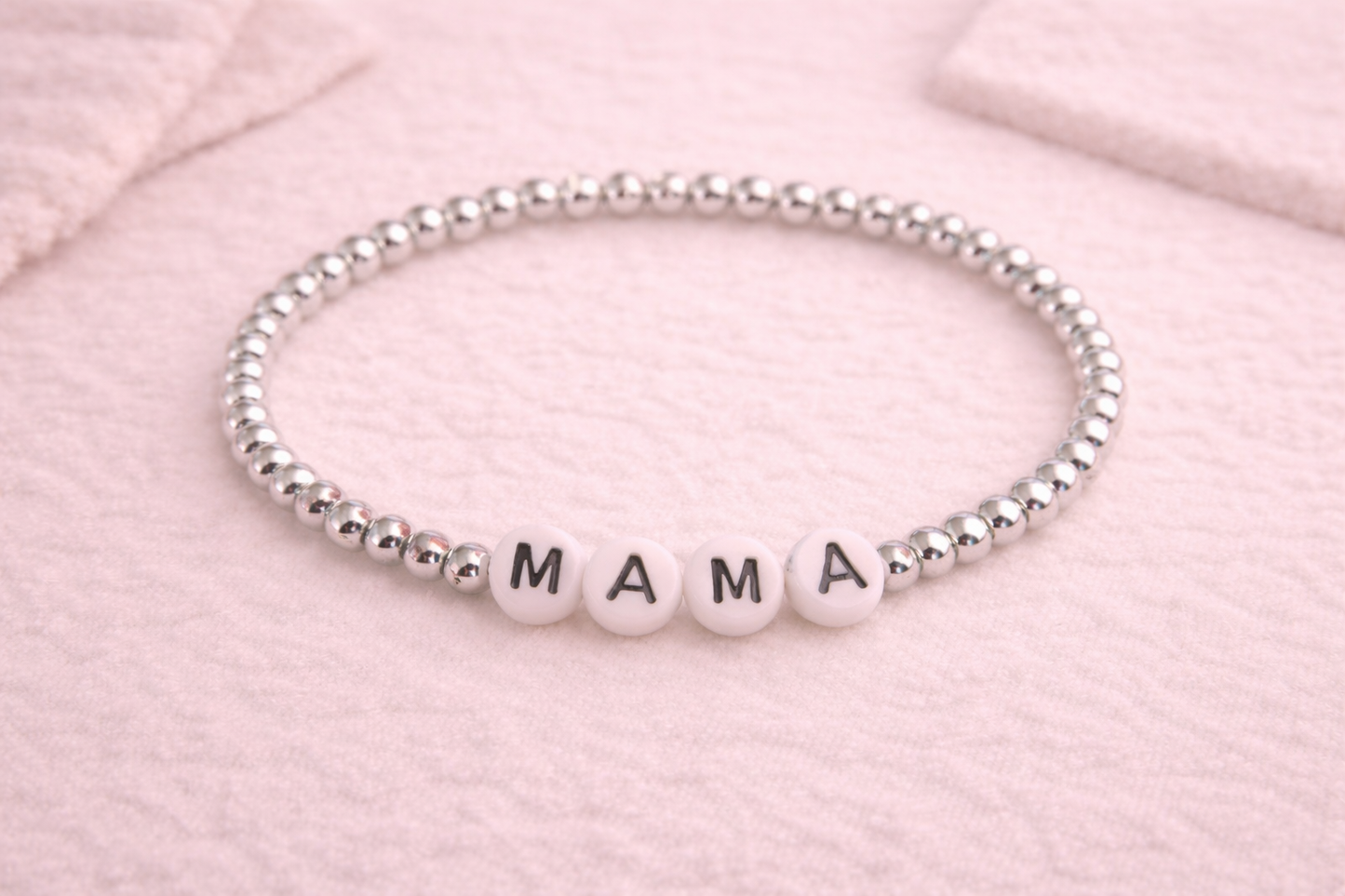 the mama bracelet in silver (white & black)