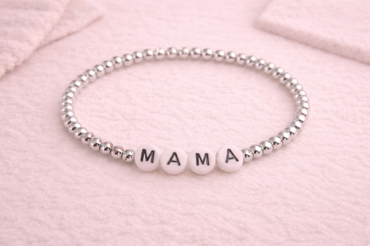 the mama bracelet in silver (white & black)