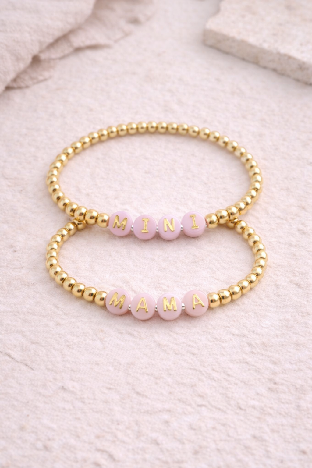 the mama and me set in gold & pink