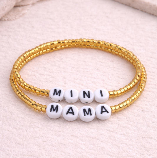 The mama and me bracelet set in gold