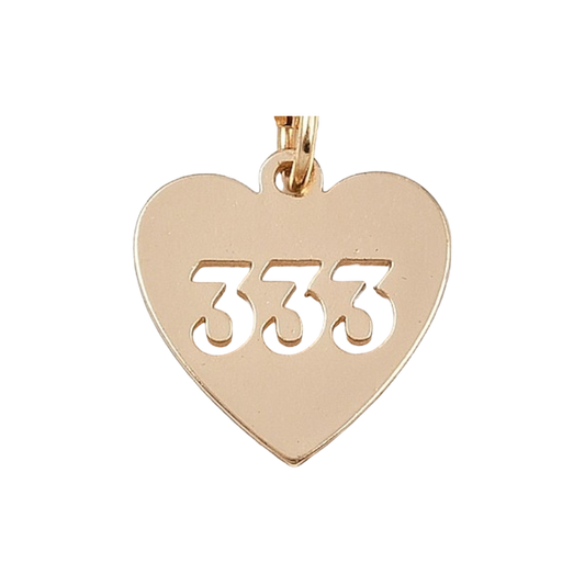 angel number heart charm (333)