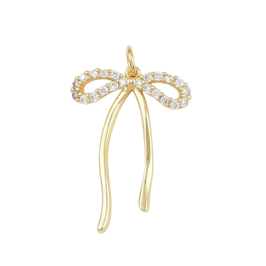 bow charm with rhinestones (gold) (8)