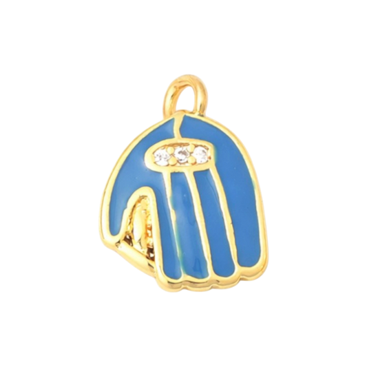 baseball glove charm gold & blue