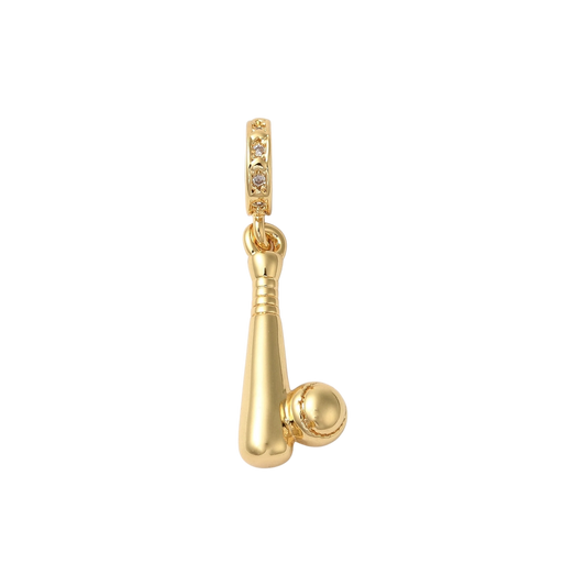 baseball bat charm gold