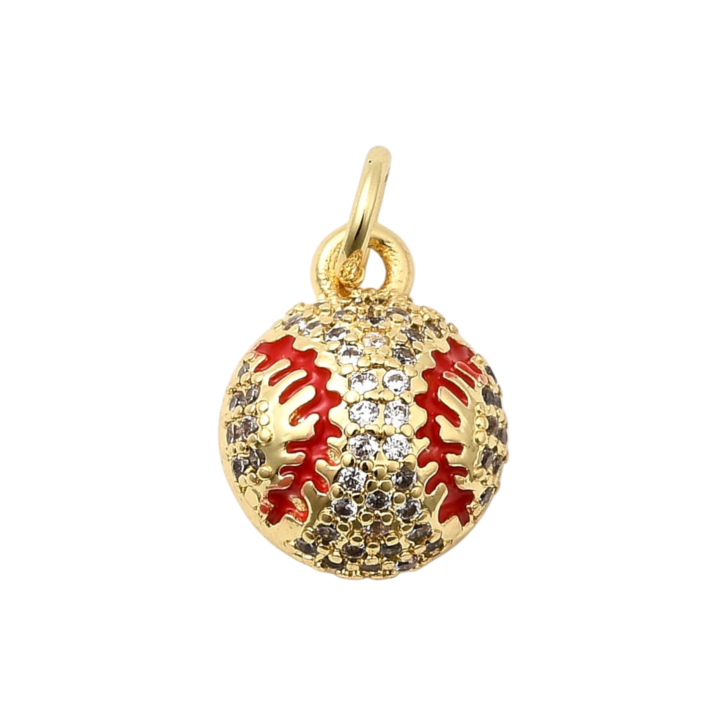 baseball charm gold rhinestone
