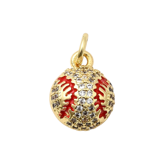 baseball charm gold rhinestone