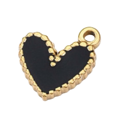black enamel heart charm