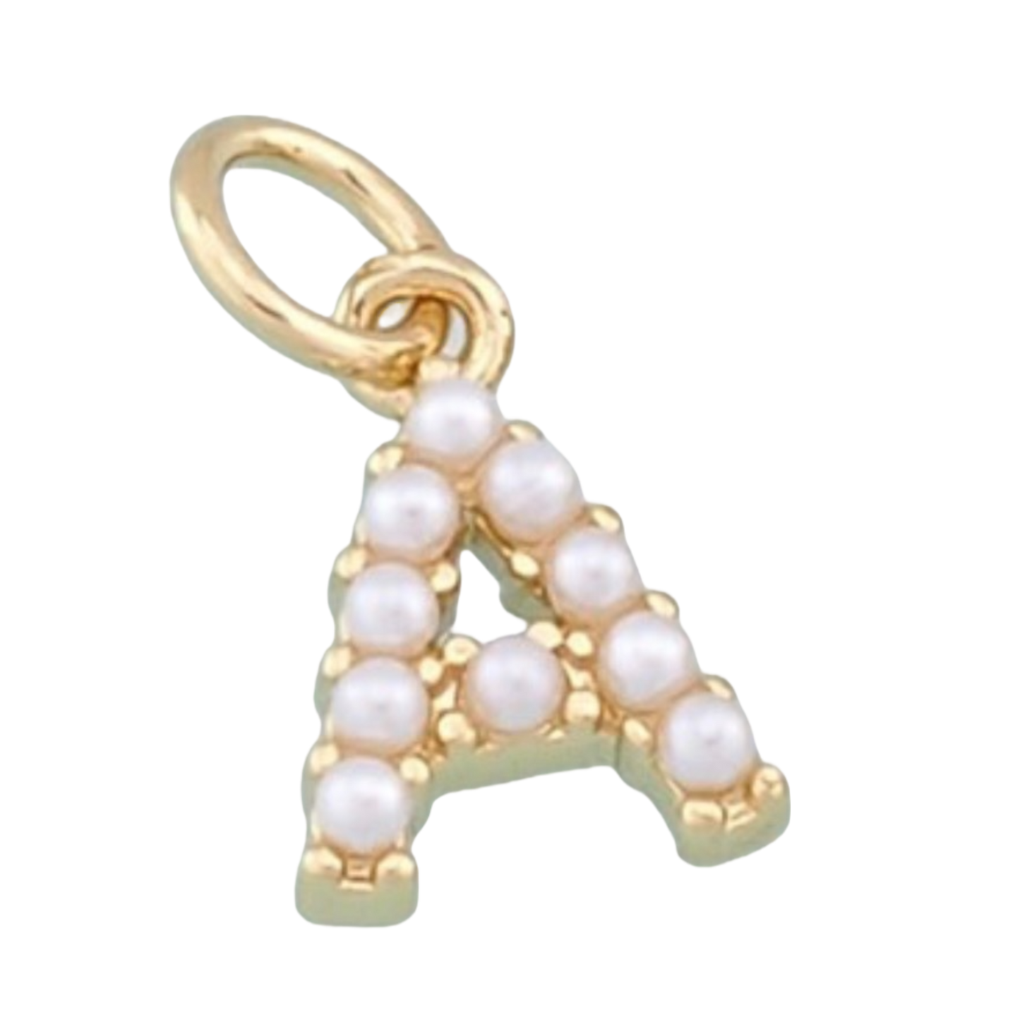 gold pearl initial charm