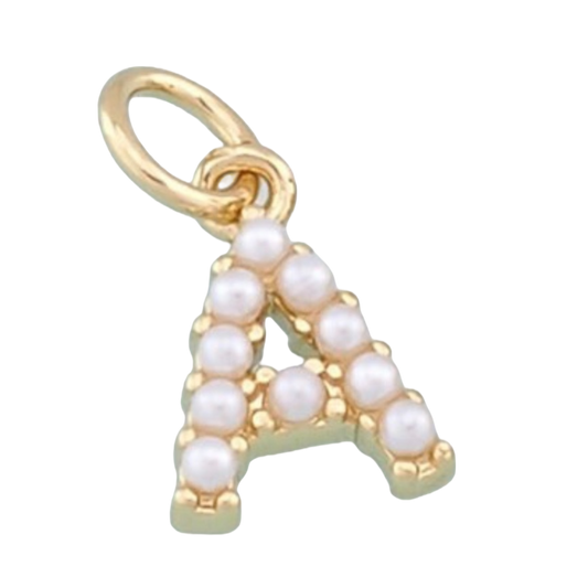 gold pearl initial charm