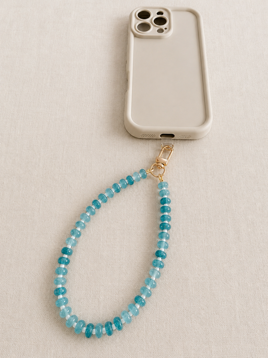 beaded phone charm (blue raspberry)