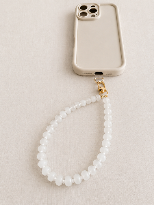 beaded phone charm (white freezie)
