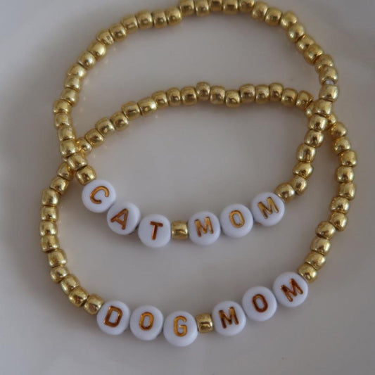 the fur mama beaded bracelet in gold