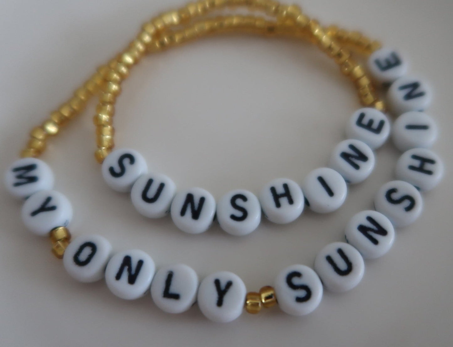 my sunshine beaded bracelet set in gold