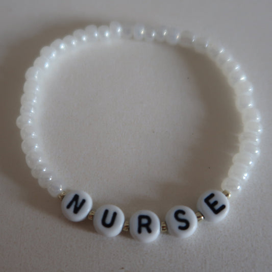 the nurse beaded bracelet in white